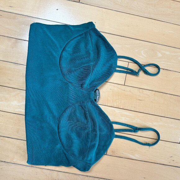 WILD FABLE Shimmer Green Bra Corset Cropped Tank Top Size Small - Picture 2 of 7